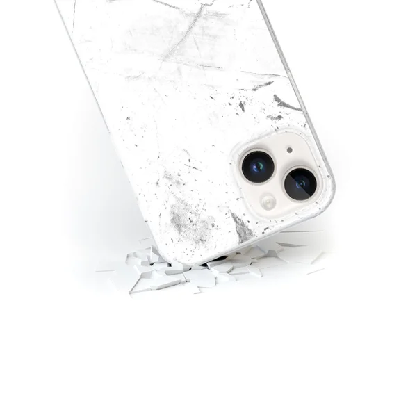 Abstract case for Iphone 14, White Marble 3