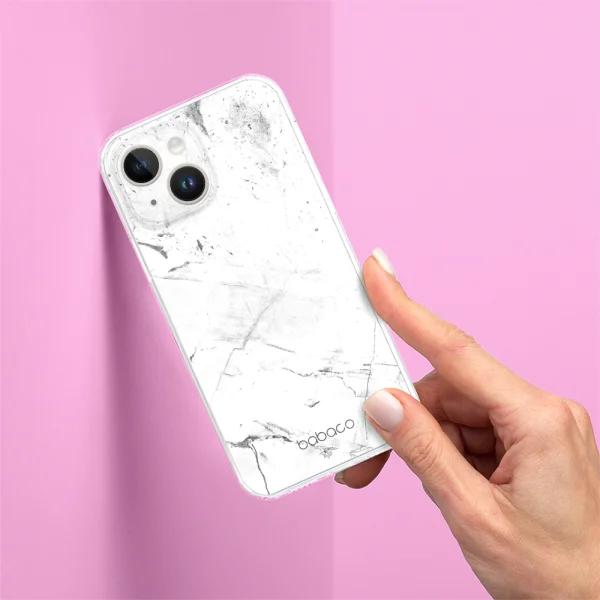 Abstract case for Iphone 15, White Marble 2