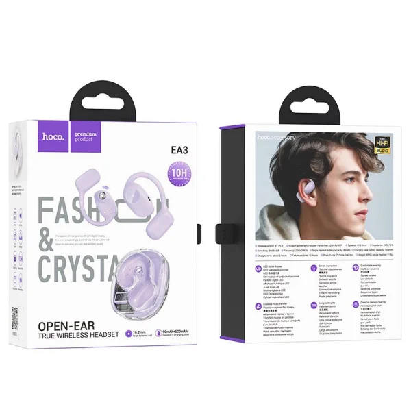 HOCO EA3 Earphones, TWS, Bluetooth, Purple 4