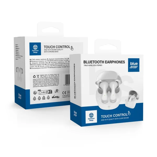 Безжични Слушалки Blue Star BK92, TWS, Bluetooth 5.4, Бял 5