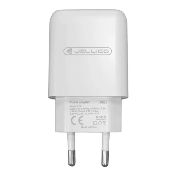 Wall Charger JELLICO A53, 220V, 20W, PD, USB-C, White 2