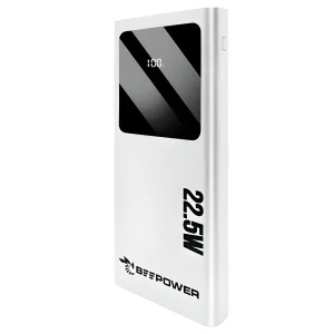 Универсална външна батерия BeePower BP-10PD, 10000mAh, 22.5W, USB-C, 2 x USB 3.0, Бял