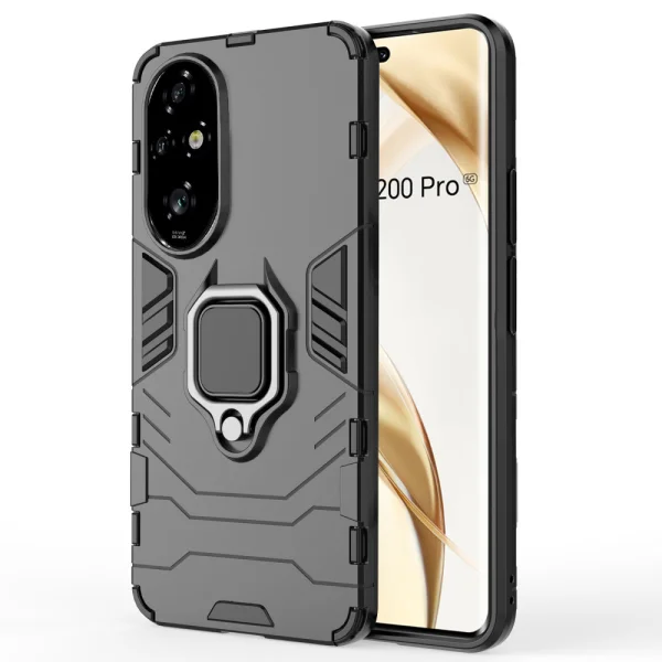 Shockproof Kickstand Ring Case for Huawei Honor 200 Pro, Black 1