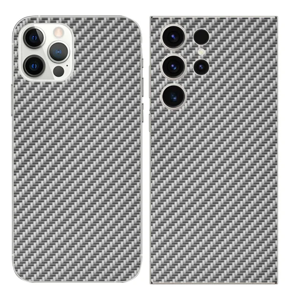 Cut Foil Phone Protector (Back), Carbon 3D Silver 1