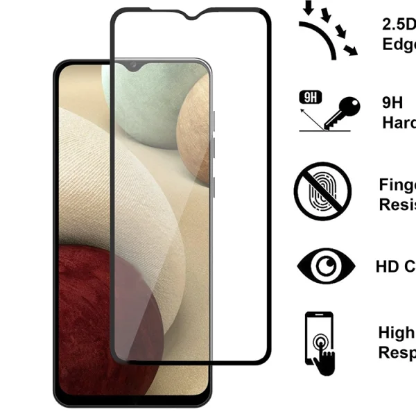 Glass Protector Full Glue 5D for Samsung Galaxy A12, Black 4