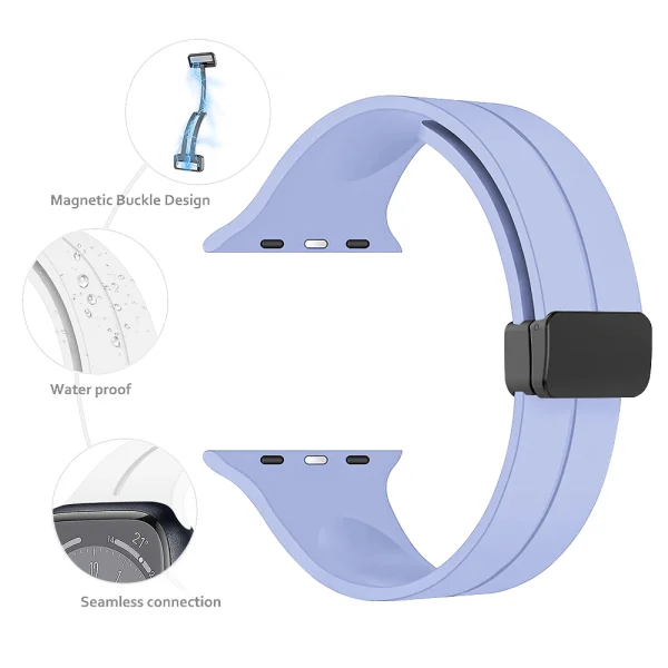 Magnetic Closure Silicone Strap for Apple Watch 38 / 40 / 41mm, Purple 2