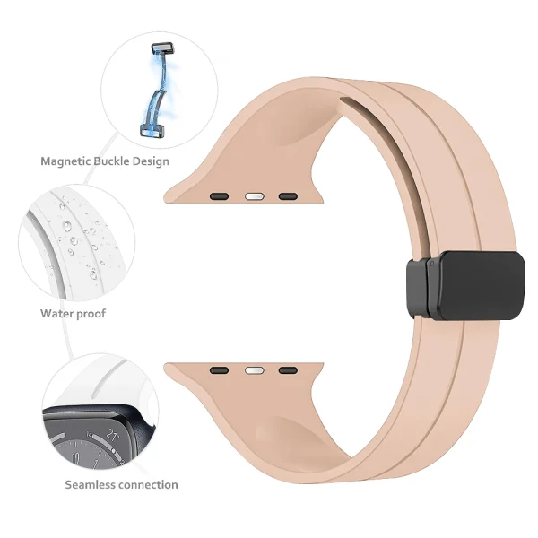 Magnetic Silicone Strap for Apple Watch 38 / 40 / 41mm, Pink 2