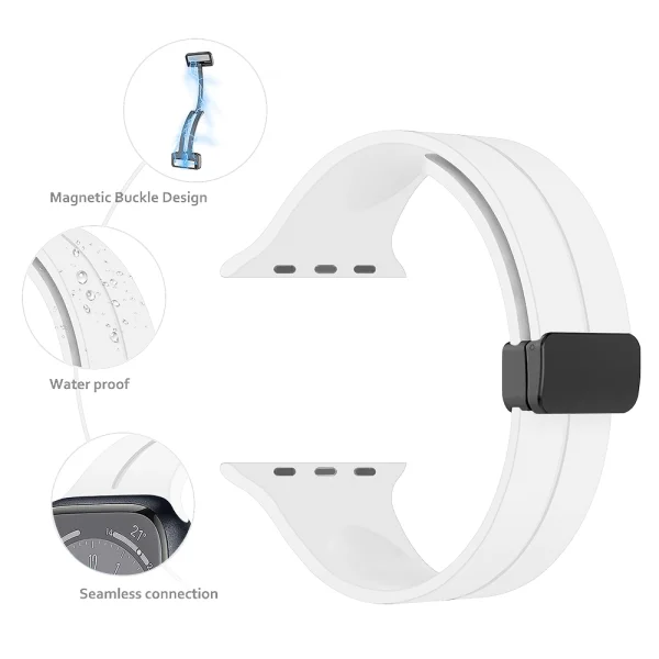 Magnetic Silicone Strap for Apple Watch 38 / 40 / 41mm, White 2