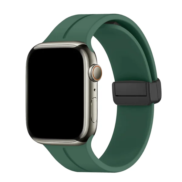 Силиконова каишка с магнитно закопчаване за Apple Watch 42 /44 / 49mm, Тъмно зелен 1