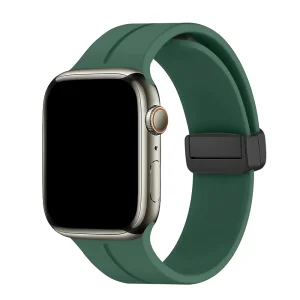 Силиконова каишка с магнитно закопчаване за Apple Watch 42 /44 / 49mm, Тъмно зелен