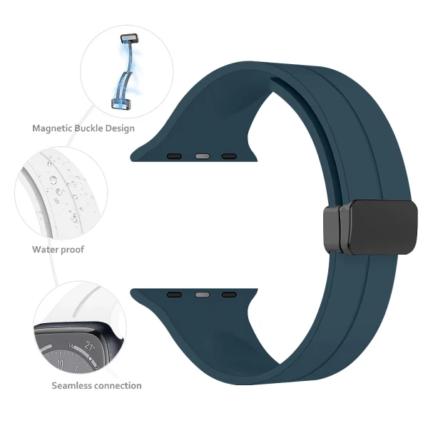 Magnetic Silicone Strap for Apple Watch 42 /44 / 49mm, Blue 2