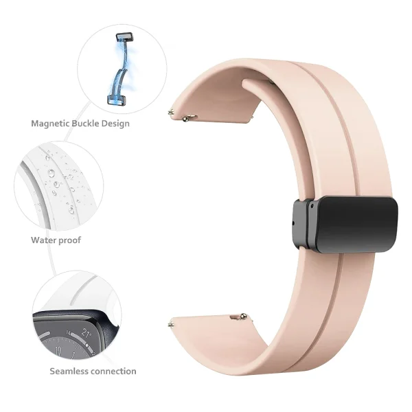 Silicone strap with magnetic closure for Huawei Watch 20 mm, Beige 2