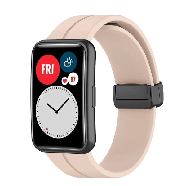 Silicone strap with magnetic closure for Huawei Watch 20 mm, Beige 1