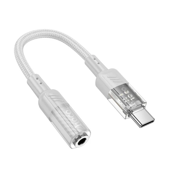 Adapter HOCO LS37, AUX, from Type-C to Jack 3.5mm, 15cm, Gray-transparent 1