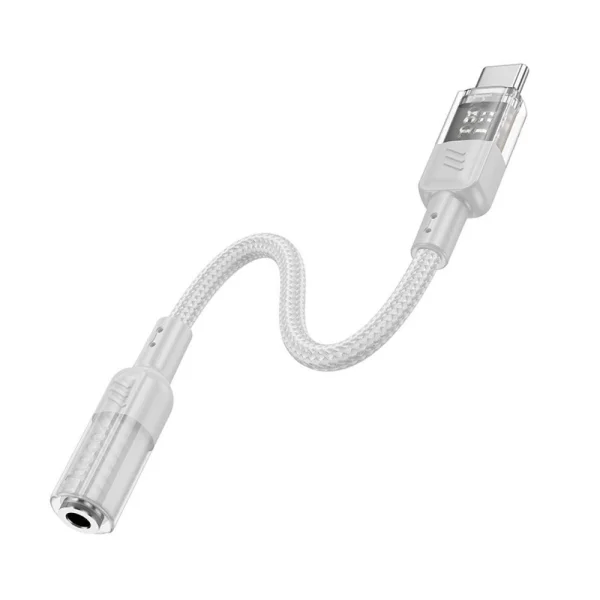 Adapter HOCO LS37, AUX, from Type-C to Jack 3.5mm, 15cm, Gray-transparent 2