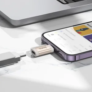 Адаптер HOCO UA31B OTG от Lightning към Type C, 2A, Сив 3
