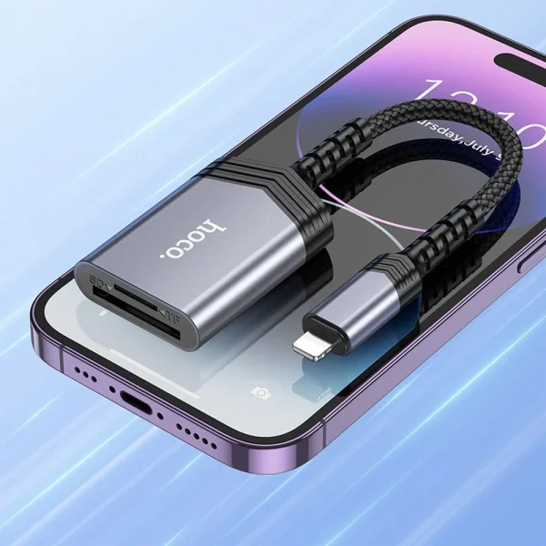 Четец за карти HOCO UA25 Card Reader Lightning  2 in 1, Сив 3