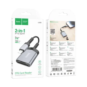 Четец за карти HOCO UA25 Card Reader Lightning  2 in 1, Сив 5