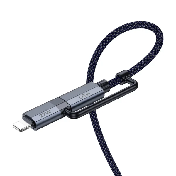 Cable HOCO U134, 2 in 1, USB-C to USB-C and Lightning, 1.2m, Dark blue 4