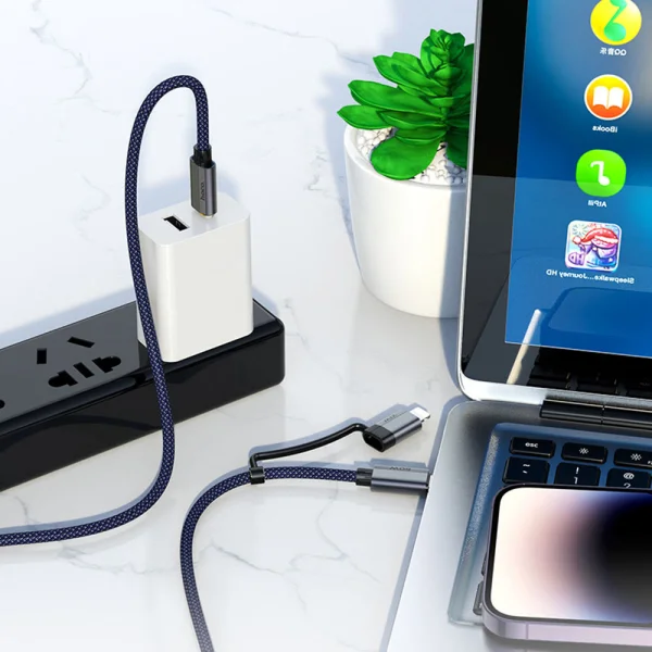 Cable HOCO U134, 2 in 1, USB-C to USB-C and Lightning, 1.2m, Dark blue 3