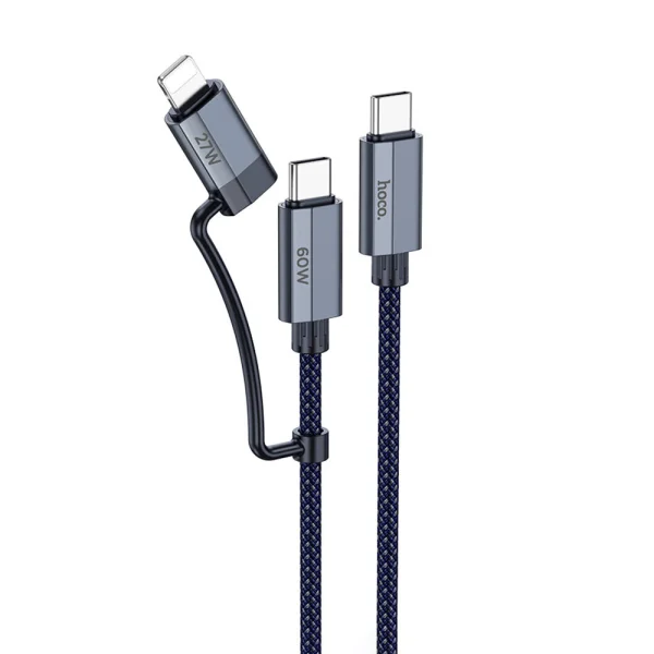 Cable HOCO U134, 2 in 1, USB-C to USB-C and Lightning, 1.2m, Dark blue 1