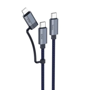 Кабел HOCO U134, 2 in 1, USB-C към USB-C и Lightning, 1.2m, Тъмно син