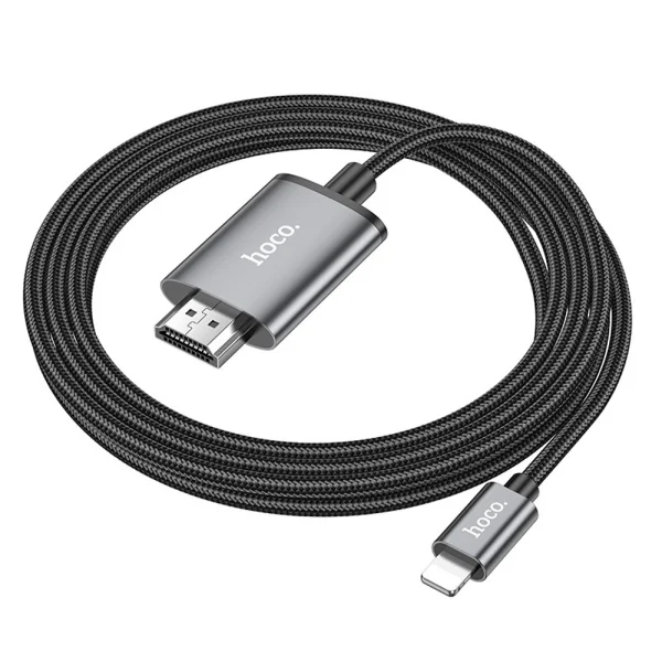 Видео Кабел HOCO UA27 от Lightning към HDMI 1080p, 2m, Сив 3