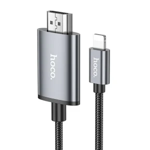 Видео Кабел HOCO UA27 от Lightning към HDMI 1080p, 2m, Сив