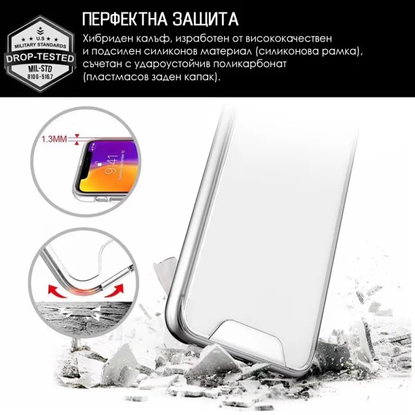 Удароустойчив калъф Space за Iphone 15 Plus, Прозрачен 2
