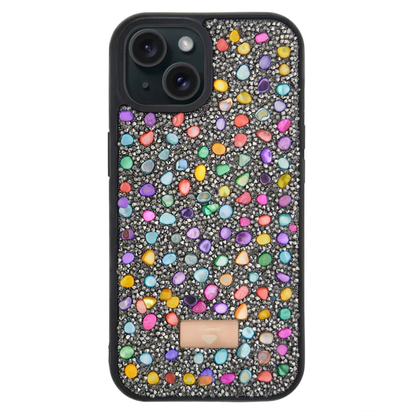 Удароустойчив калъф Diamond Blink за iPhone 15, Цветни камъни 1