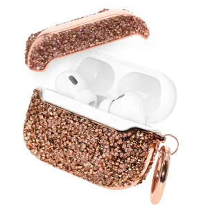 Калъф за слушалки SHINE Airpods Pro 2, Розов- златист