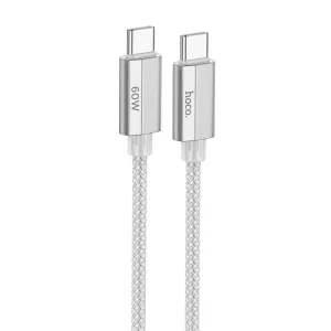 Кабел HOCO U134 от Type C към Type C, 60W, 1.2m, Сив