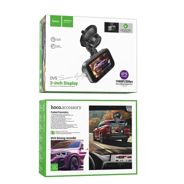 HOCO DV5 Dash Cam, 3-inch Screen, 1080p/30 fps, Gray 6