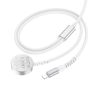 Wireless Charger HOCO CW54 2in1, Type C, for Apple Watch, with Lightning cable, 3A, 1.2m, CW54, White 3