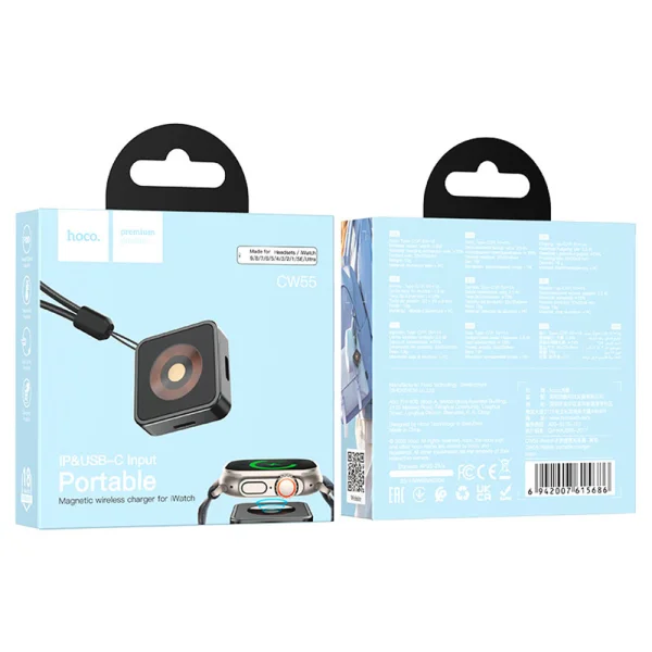Wireless charger HOCO CW55 compatible with Apple Watch, 2.5W, Black 3