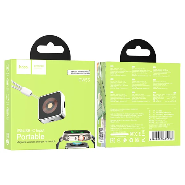 HOCO CW55 wireless charger compatible with Apple Watch, 2.5W, Silver 5