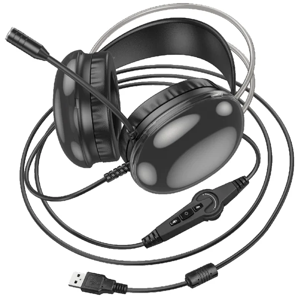 Слушалки HOCO Gaming W109, USB-A, Jack 3.5mm и микрофон, Черен 2