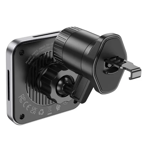 Car mount with wireless charging HOCO HW15, support MagSafe, 15W, Black-gray 2