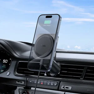 Car mount with wireless charging HOCO HW15, support MagSafe, 15W, Black-gray 5