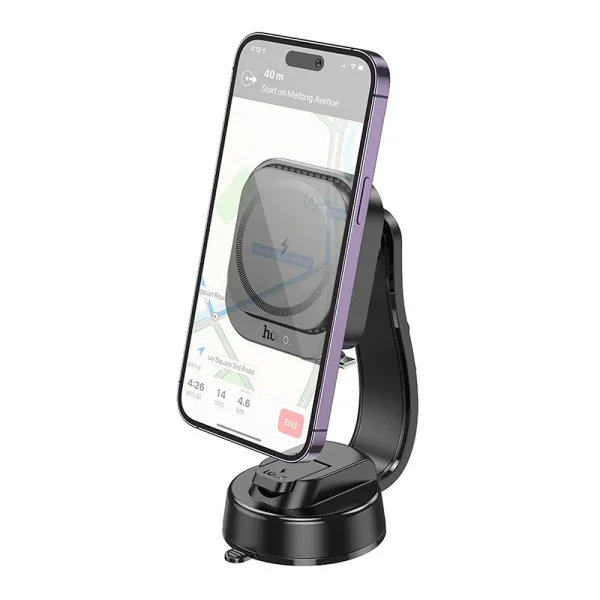 Car mount with wireless charging HOCO HW24, support MagSafe, Black 2