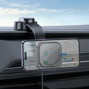 Car mount with wireless charging HOCO HW24, support MagSafe, Black 3