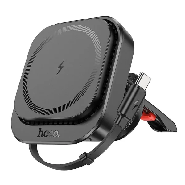 Car mount with wireless charging HOCO HW23 support MagSafe, Black 3