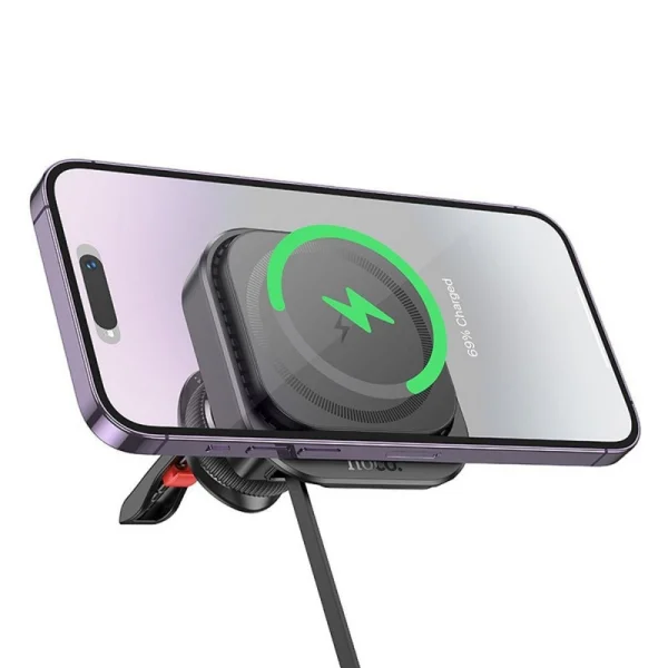 Car mount with wireless charging HOCO HW23 support MagSafe, Black 4