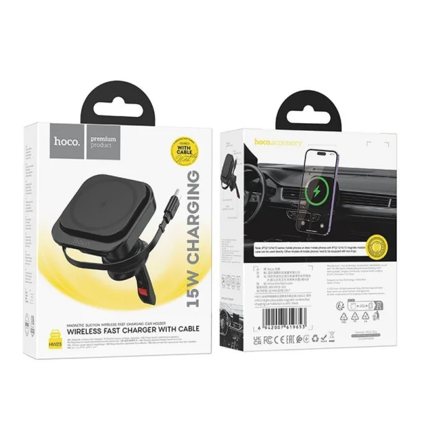 Car mount with wireless charging HOCO HW23 support MagSafe, Black 6