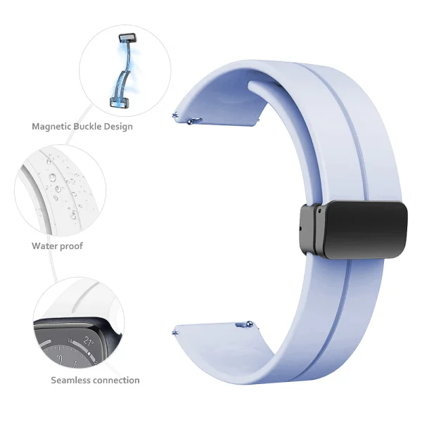 Magnetic Closure Silicone Strap for Huawei Watch 20 mm, Purple 2