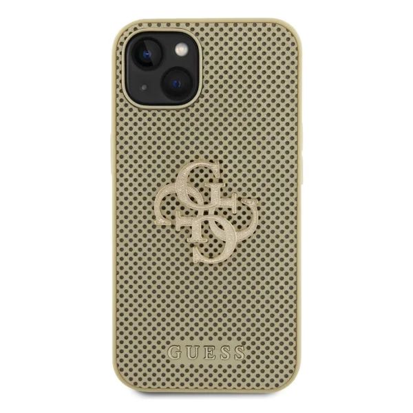 Калъф GUESS, PU Perforated 4G Glitter Metal Logo за iPhone 15, GUHCP15SPSP4LGD, Златист 2