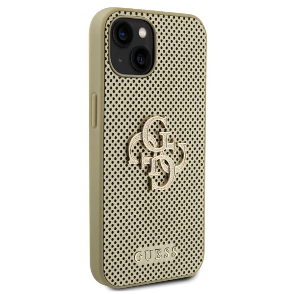 Калъф GUESS, PU Perforated 4G Glitter Metal Logo за iPhone 15, GUHCP15SPSP4LGD, Златист 3