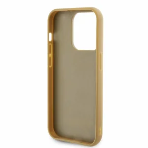 GUESS Case, PU Square Mirror Script Logo for iPhone 15 Pro, GUHCP15LPMSDGSD, Gold 5