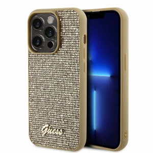 Калъф GUESS, PU Square Mirror Script Logo за iPhone 15 Pro, GUHCP15LPMSDGSD, Златист
