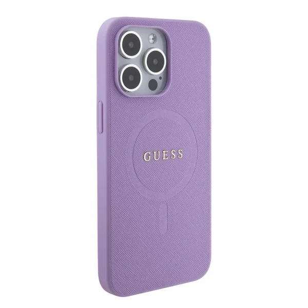 Калъф GUESS, PU Saffiano MagSafe за iPhone 15 Pro, GUHMP15LPSAHMCU, Лилав 3